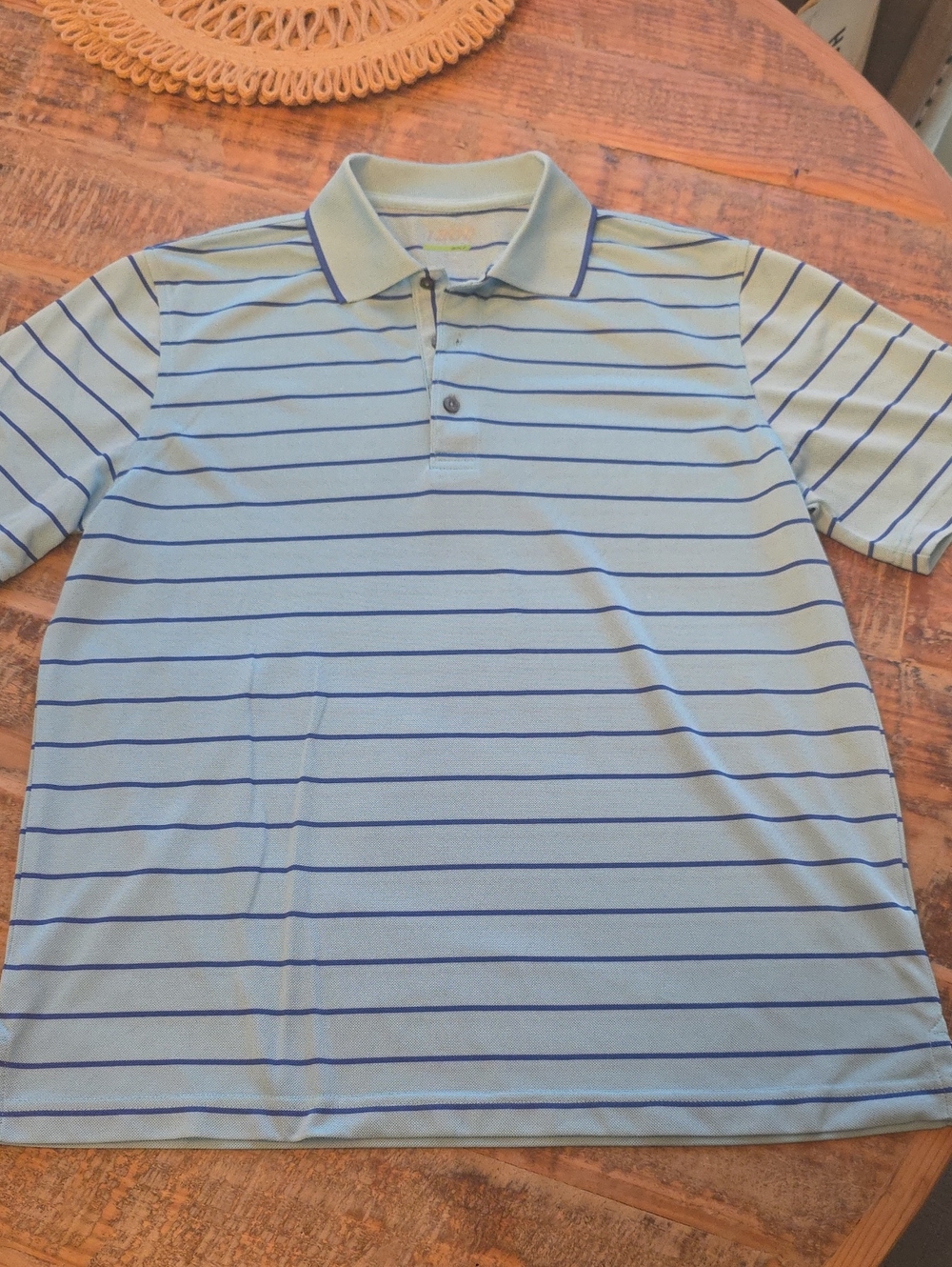 Izod Golf Light Blue Polo with Navy Stripes